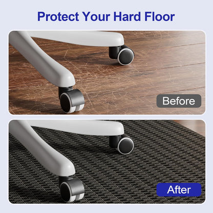 Office Chair Mat for Hardwood Floor, 48"×36" Heavy Duty Hard Floor Protector for Chairs, Anti-Slip PVC Woven Computer Desk Chair Mat for Home Office, Black Brown