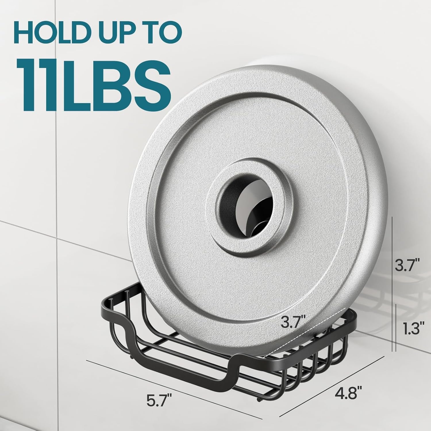 Soap Holder Bar Dish Suction Cup, Bar Shampoo Rack for Shower Wall, Draining Soap Saver Tray for Bathroom, Rustproof Stainless Steel Sponge Holder for Tub, Kitchen, Drill-Free, Black