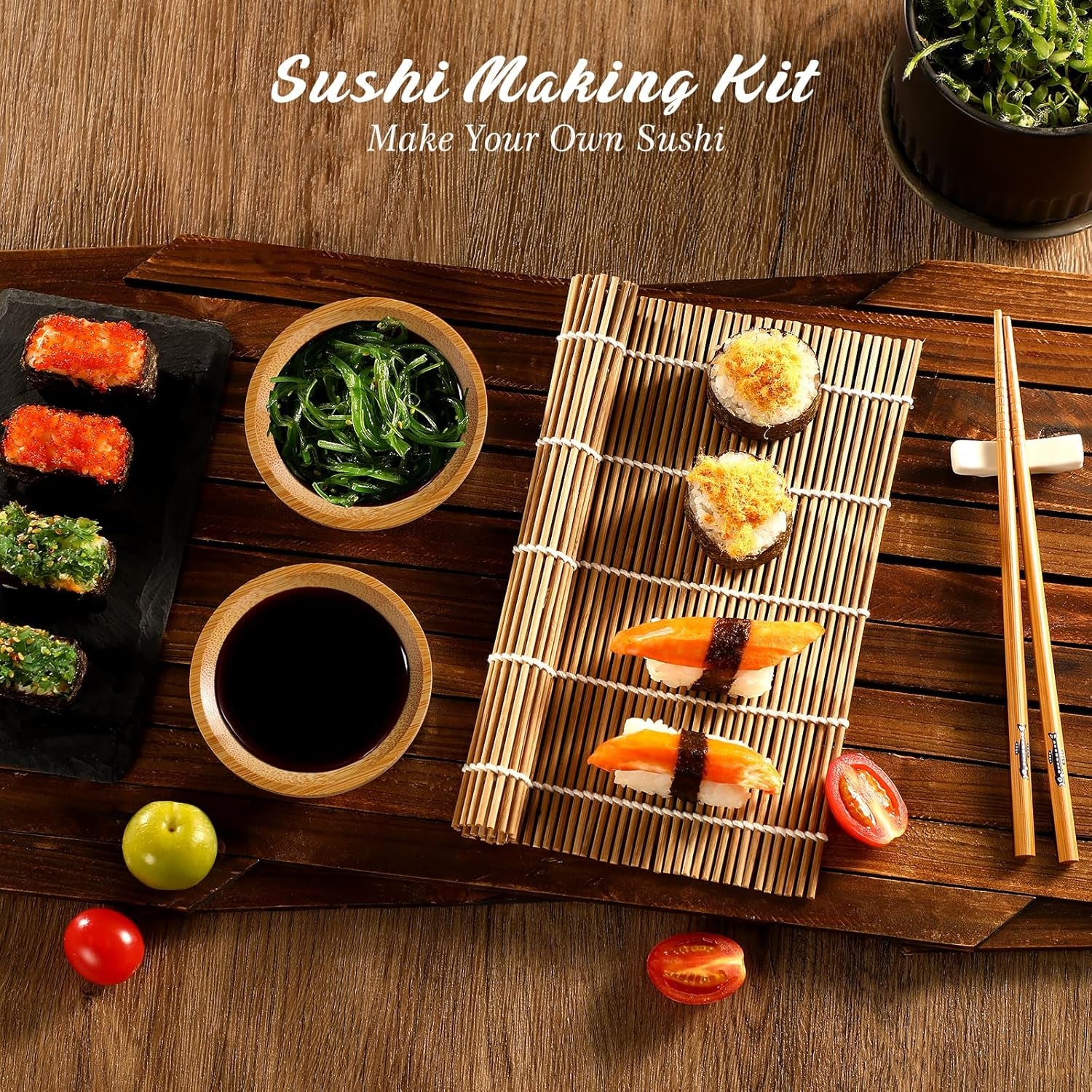 Sushi Making Kit,  Upgrade 22 in 1 Sushi Maker Kit with Bamboo Mats, Chef'S Knife, Triangle/Nigiri/Gunkan Sushi Mold, Chopsticks, Guide&More