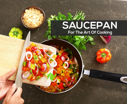 Nonstick Stock Pot Saucepan Set with Lids, 1 Quart and 2 Quarts Multipurpose Stock Pots Set for Home, Kitchen or Restaurant, Black