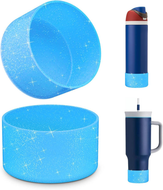 2 PCS Glitter Silicone Boot for Owala Water Bottle, Anti-Slip Protective Sleeve for Freesip/Twist/Flip Stainless Steel Water Bottles Accessories