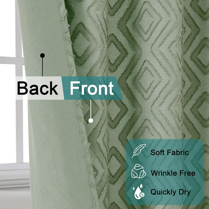 Diamo Stall Small Shower Curtain 36X72 Inch, Sage Green Premium Geometric Jacquard Textured Fabric for Bathroom, Soft Airy Wrinkle Free Decorative Shower Curtain with 12 Plastic Hooks