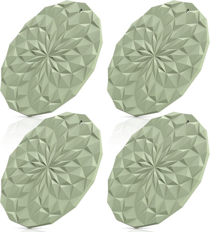 Silicone Trivet Mats - 4 Pack Pot Holders - 7.4'' Thickened Hot Pads for Hot Pots, Pans and Dishes, Heat Resistant Silicone Trivet for Table and Counter Top Desert Sage