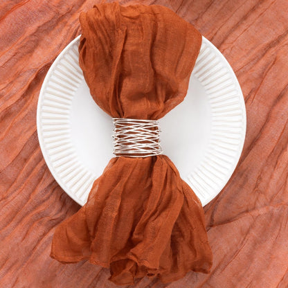 12 Pack Terracotta Cheesecloth Napkins Burnt Orange Fall Cloth Napkins Set of 12 Rust Thanksgiving Table Napkins Bulk 21X21 Inches for Wedding Bridal Baby Shower Dinner Party Decor