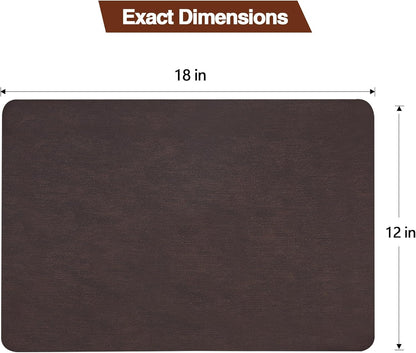 Faux Leather Placemats Set of 4 - Stain, Heat, and Spill Resistant, Non-Slip Design for Enhanced Dining and Kitchen Decor, 18 x 12 Inches (Dark Brown)