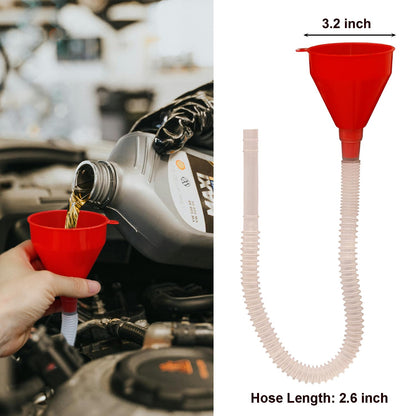 Funnels for Automotive Use Set of 10, Plastic Oil Funnel Set for Gasoline and Coolant, Fuel Funnel with Flexible Hose for Car, Large Funnels for Gas Transfer