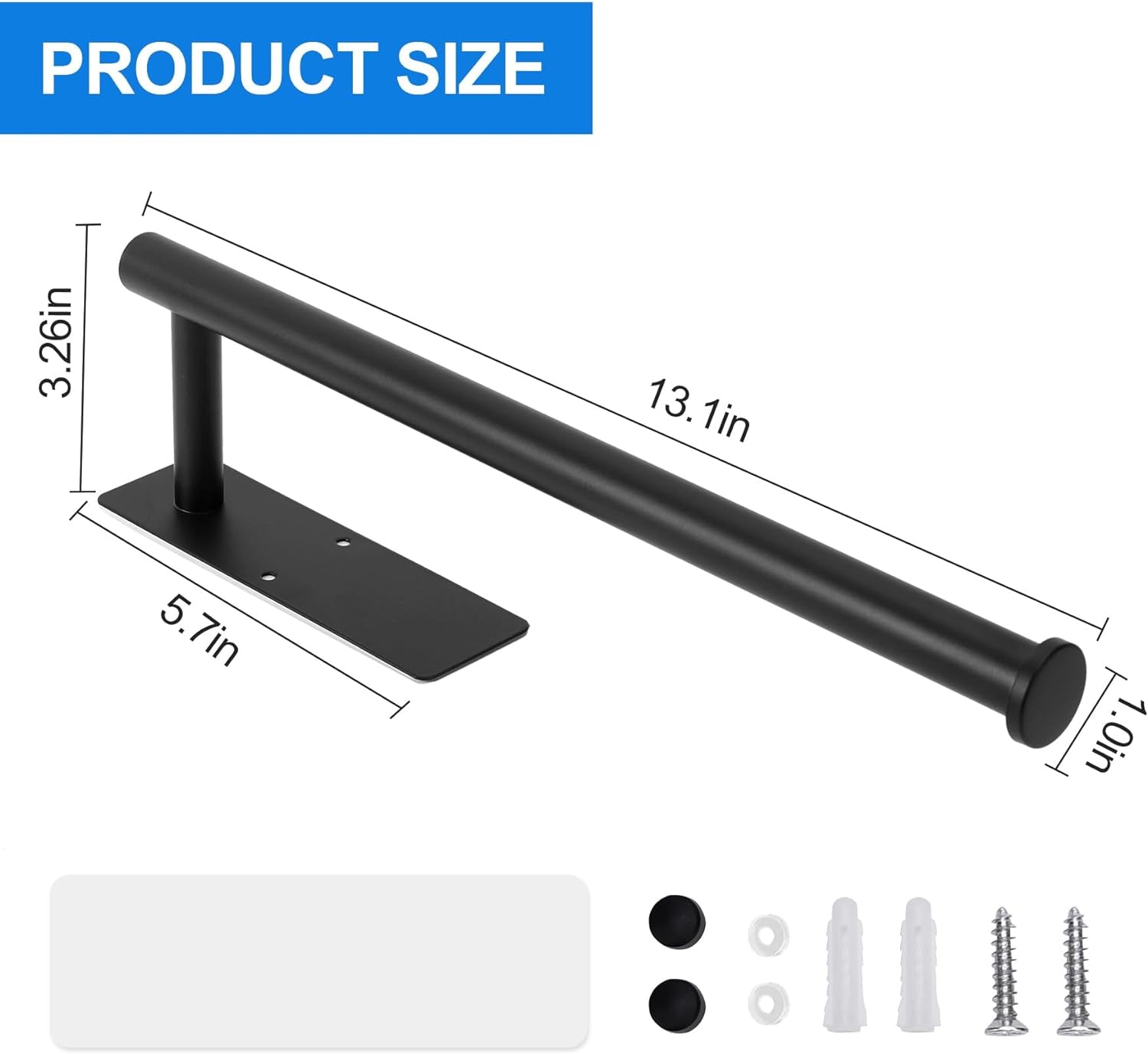 Under Cabinet Paper Towel Holder, Stainless Steel Adhesive or Drill Mount Paper Towel Holder, Wall Mount Paper Towel Holders for Kitchen or Bathroom Black（2 Pack）