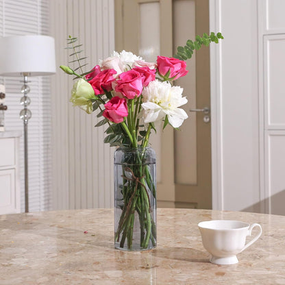 Glass Flower Vase, 8 Inch Tall Bud Vases, Home Decor Vases for Centerpiece for Living Room and Bedroom, Decorative Vases for Wedding, Valentines' Day, Mother'S Day (Grey)