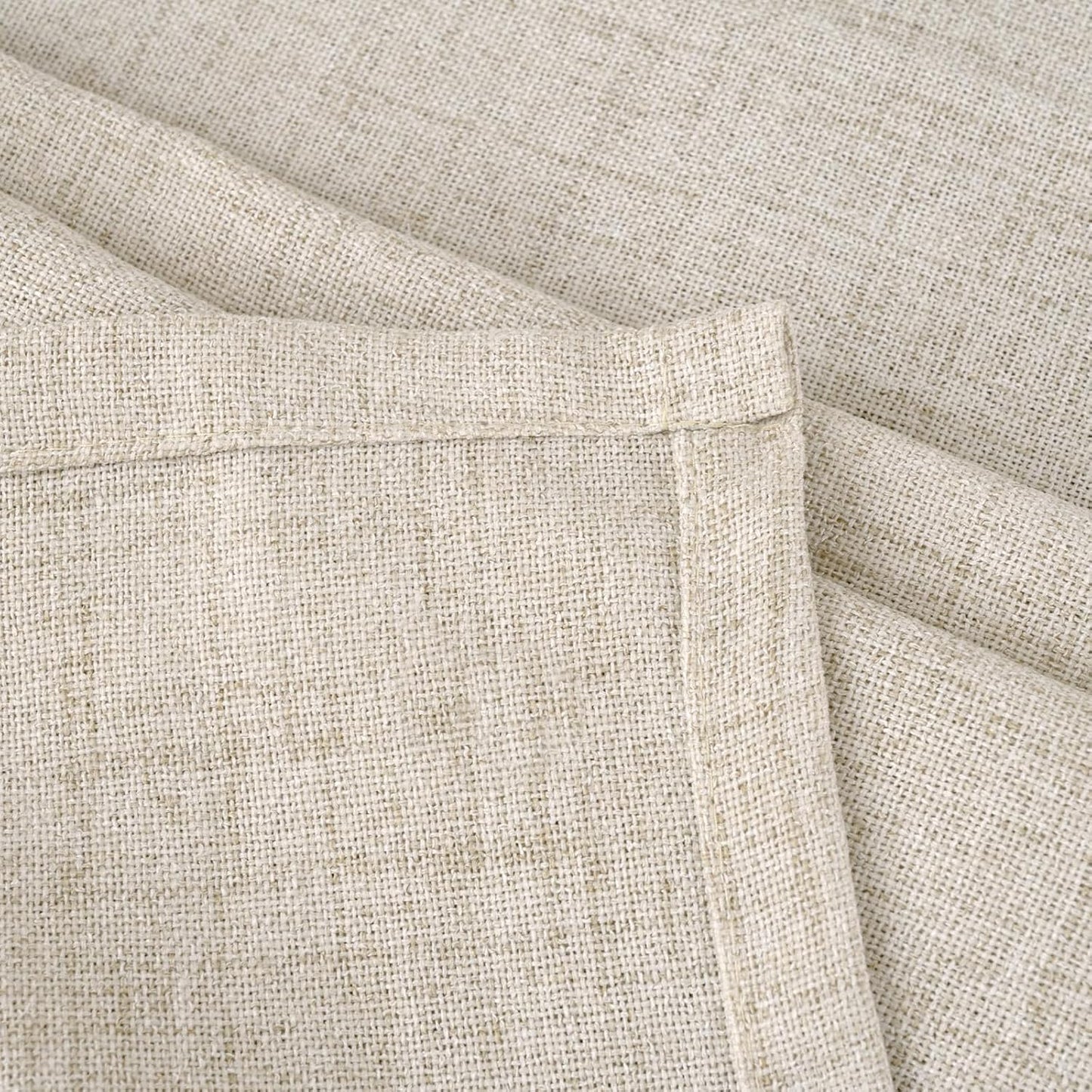 Small Linen Curtains 36 Inch Length for Cafe, Semi Sheer Half Textured Drapes with Rod Pocket Back Tab Rustic Light Filtering for Bathroom Kitchen Window over Sink, 2 Panels Set, 42 X 36 Inch