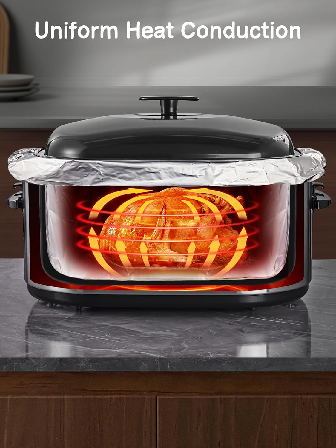 Foil Electric Roaster Liners, 2-Count Disposable Turkey Oven Cooking Bags, Fits 16, 18, 22 Quart Roaster Pan, Instant Cleanup for Thanksgiving Christmas, 16 X 34 Inch