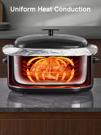 Foil Electric Roaster Liners, 2-Count Disposable Turkey Oven Cooking Bags, Fits 16, 18, 22 Quart Roaster Pan, Instant Cleanup for Thanksgiving Christmas, 16 X 34 Inch