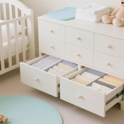 Drawer Organizer Clothes, 14 Pack Dresser Organizer for Baby Clothes, Underwear, Sock- Foldable Closet Organization and Storage Dividers Bins for Nursery, Bedroom and Dorm (Grey)