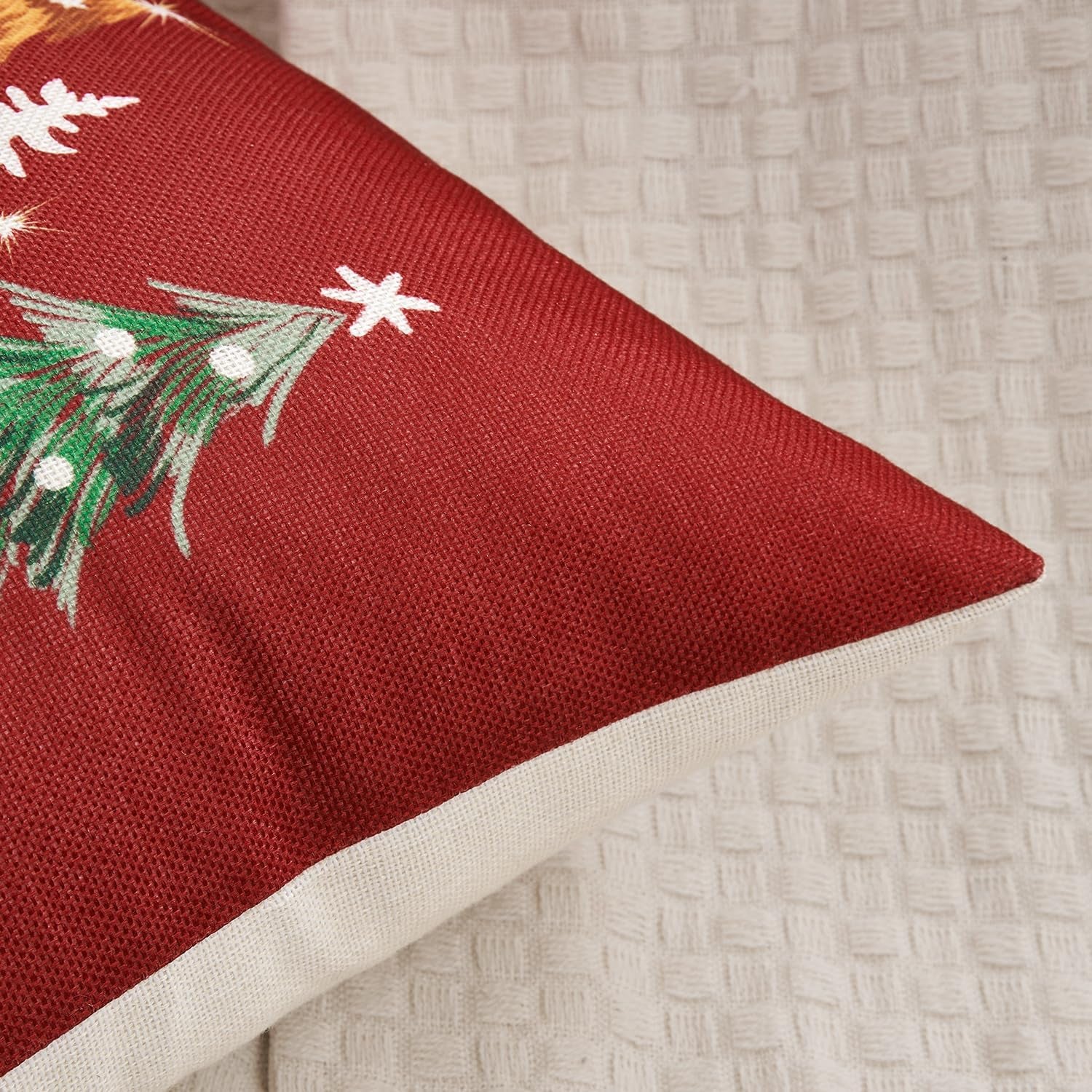 Set of 1 Holiday Christmas Red Decorative Pillow Cover 18X18 Inch Christmas Tree Festivals Throw Pillow Case Winter Seasonal Cushion Case Home Decors for Sofa Couch Bedroom