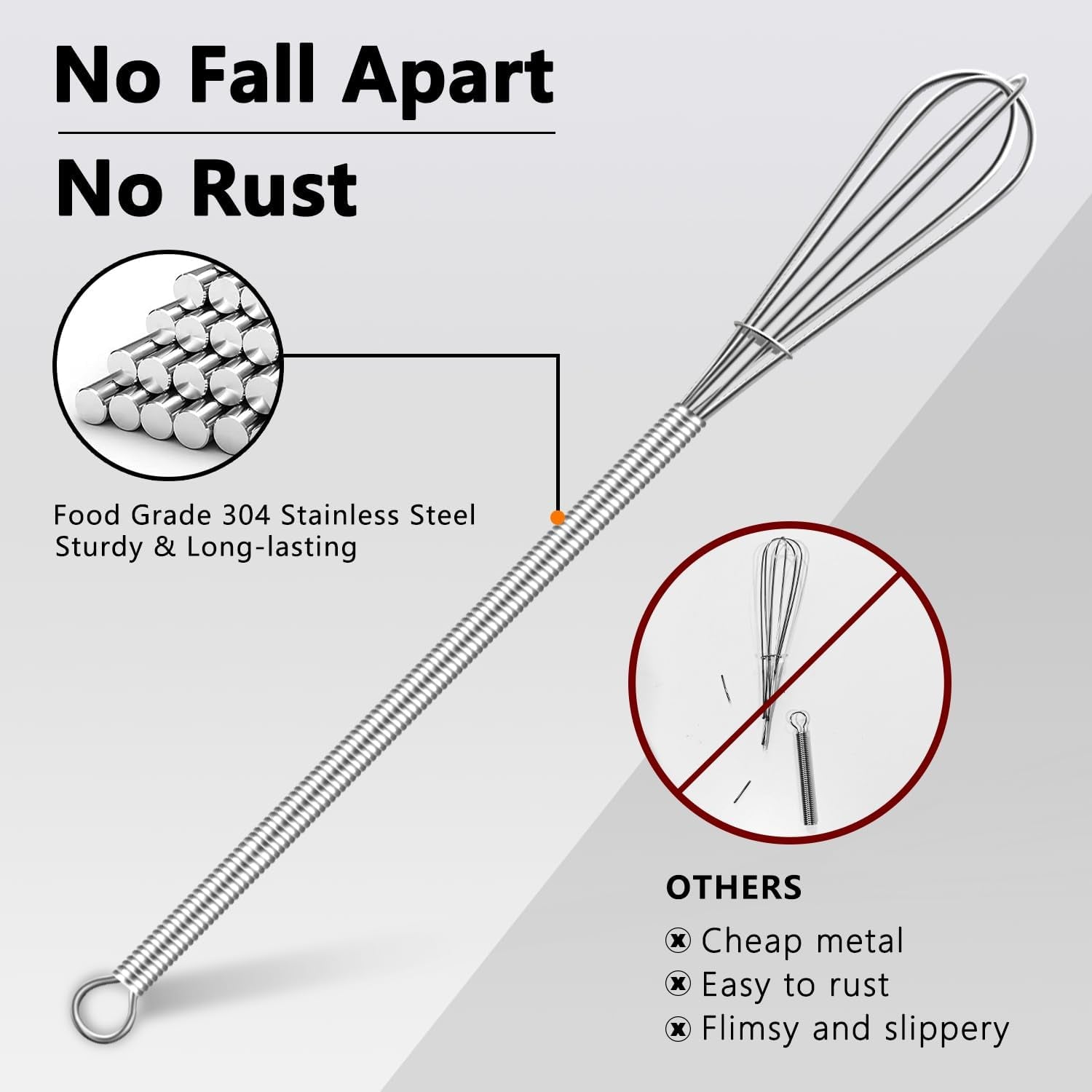 Long Small Whisks Skinny Little Whisk 10 Inch Tiny Mini Whisk with Long Handle for Mixing Sauces, Coffee, Cooking,Beating, Blending Ingredients,