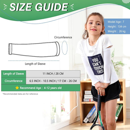 Kid Arm Sleeve 4 Pairs, Compression Arm Sleeve for Basketball Football Baseball Volleyball Youth Boy Girl Sports