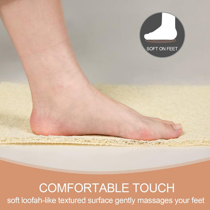 Bathtub Mat Non Slip, Bath Mat for Tub, Shower Mats for inside Shower, 17X24 Inch, PVC Loofah Bathroom Mats for Wet Areas, Quick Drying, Beige