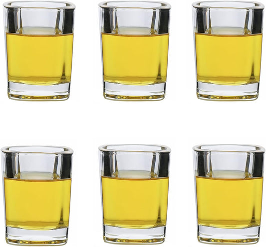 Shot Glasses 2.3 Oz, Set of 6 - Cute Square Tequila Glasses, Perfect for Whiskey, Tequila, Liqueurs, Party & Collection, Espressos, Spirits & Liquors (6, Clear Square)