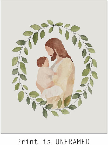 Miscarriage Baby Loss Watercolor Print, Jesus Christ Holding Gender Neutral Baby, Miscarriage Art, Miscarriage Keepsake, Baby Loss Gift, Baby Loss Sympathy Gift (5 X 7 Inches)