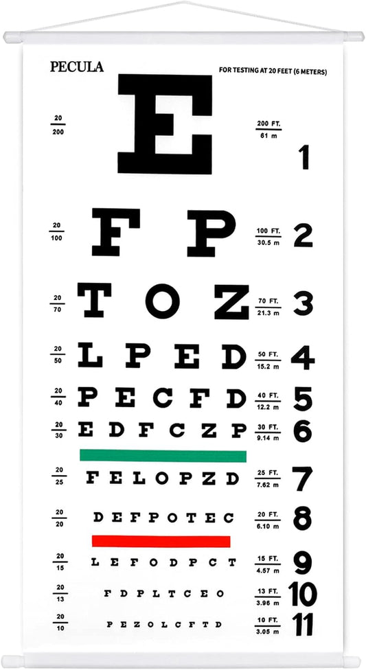 Eye Chart, Snellen Eye Chart, Canvas Wall Chart Non-Reflective, Hang Wooden Framed Eye Charts for Eye Exams 20 Feet 11 X 22 In.