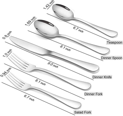 20-Piece Stainless Steel Flatware Set for 4 - Upgraded Mirror Polished Cutlery, Dishwasher Safe
