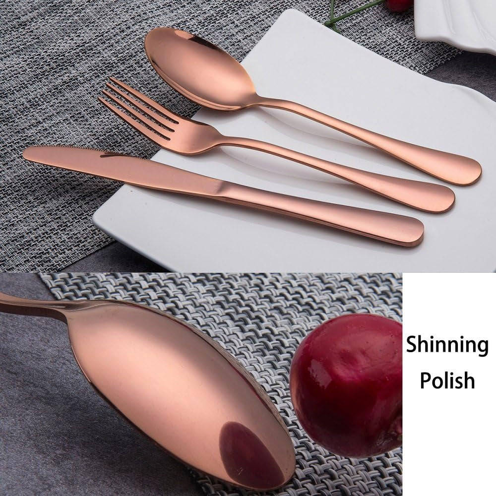 40-Piece Rose Gold Plated Stainless Steel Flatware Set, Service for 8