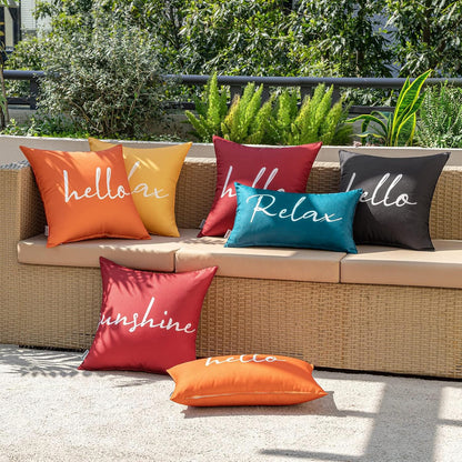 Outdoor Waterproof Throw Pillow Covers Set of 2 Hello Sunshine Decorative Outdoor Square Pillowcases for Chair Patio Garden Couch Tent Balcony Sofa Deep Blue 20X20 Inch