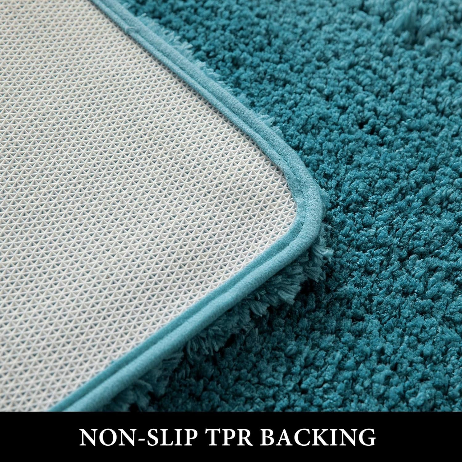 Microfiber Toilet Bath Mat U-Shaped Contour Shaggy Bathroom Rugs Non Slip Extra Thick Soft Bath Rug Absorbent Water for Bathroom Commode Machine Washable(20X20 Inch, Teal)