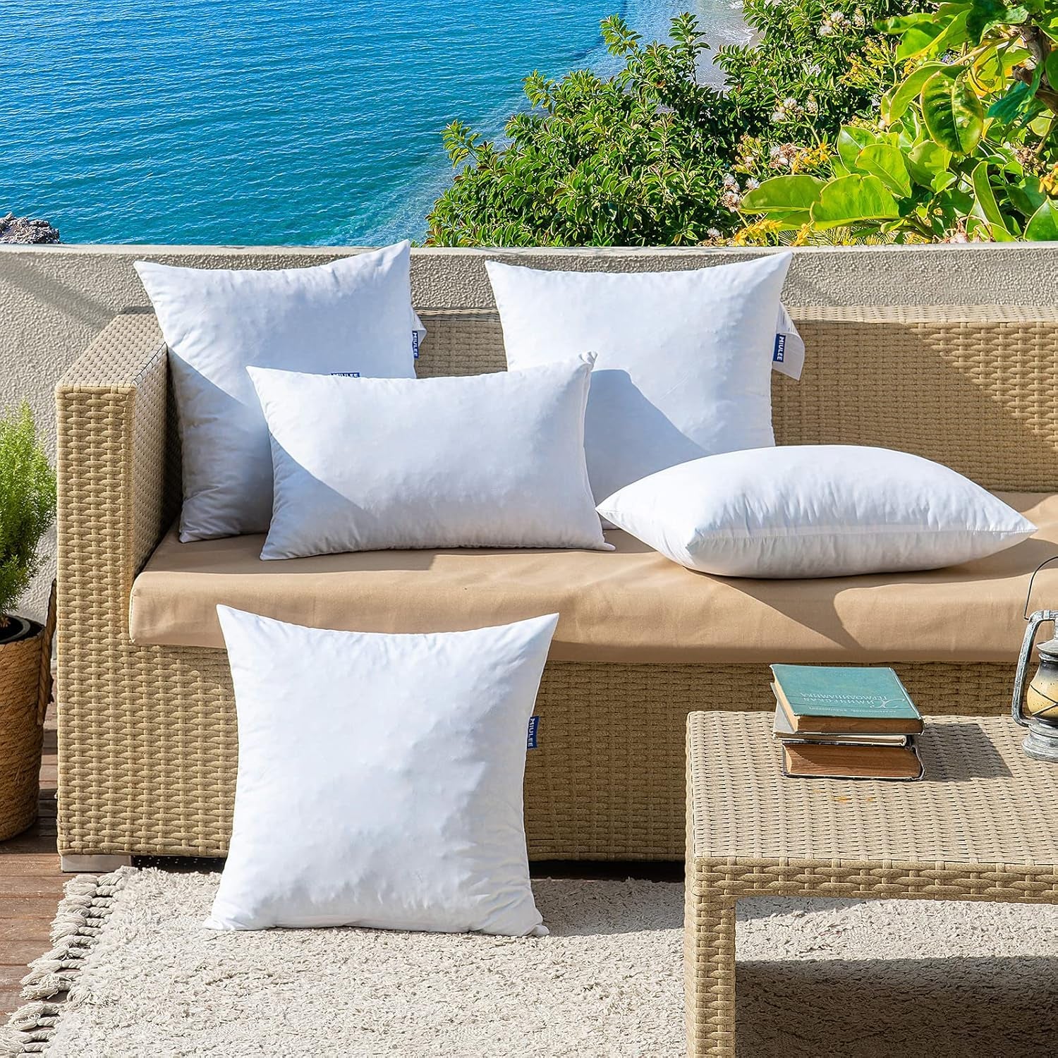 12 X 20 Outdoor Pillow Inserts - Set of 2 Premium Water Resistant Throw Pillows Shredded Memory Foam Cooling Filler - Lumbar Decorative Couch Stuffer Sham for Patio Funiture