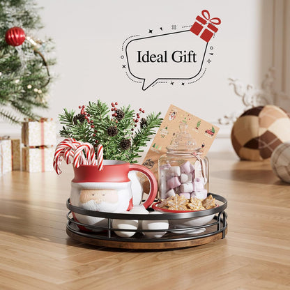 9'' Lazy Susan Turntable Organizer for Cabinet, round Wood Lazy Susan for Table Top, Countertop, Kitchen, Pantry, Spice, Bathroom Vanity, Decor