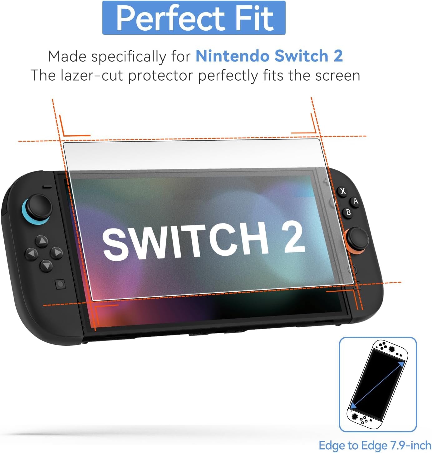Screen Protector [2 Pack] Matte Tempered Glass for Nintendo Switch 2 7.9 Inch, Matte anti Glare Screen Protector with [Alignment Frame] Anti-Scratch Full Coverage Guard for Nintendo Switch 2