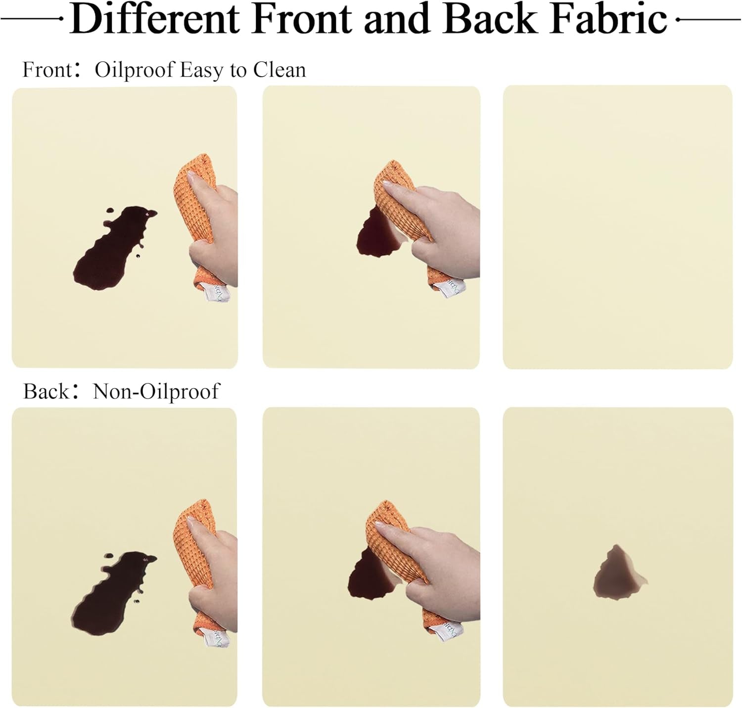 Fitted round Table Cloth, Reversible Waterproof Stain Resistant Elastic Stretch Tablecloth, Wipe Clean Table Cover for Outdoor/Indoor Use, Fits round Tables up to 40" - 44" Diameter, Cream