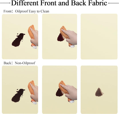 Fitted round Table Cloth, Reversible Waterproof Stain Resistant Elastic Stretch Tablecloth, Wipe Clean Table Cover for Outdoor/Indoor Use, Fits round Tables up to 40" - 44" Diameter, Cream