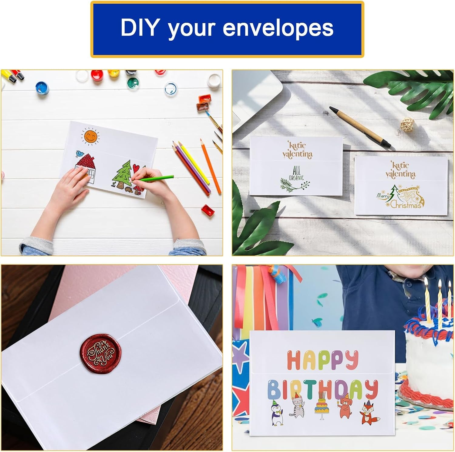 100 Pack 5X7 Envelopes for Invitations, A7 Printable White Envelopes, Envelopes Self Seal for Weddings, Invitations, Photos, Postcards, Greeting Cards, Mailing