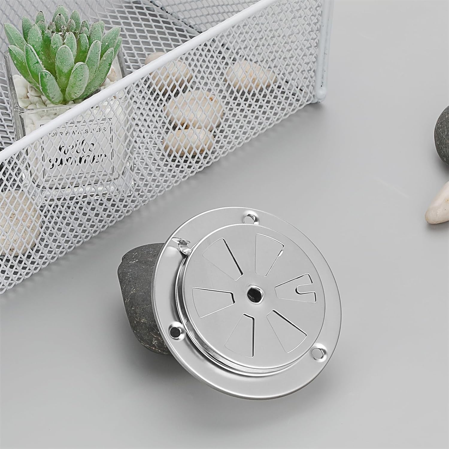 2-Piece Stainless Steel BBQ Grill Smoker Exhaust Vent Damper Set for Airflow Adjustment and Smoke Control, Replacement Parts JMUS20243414