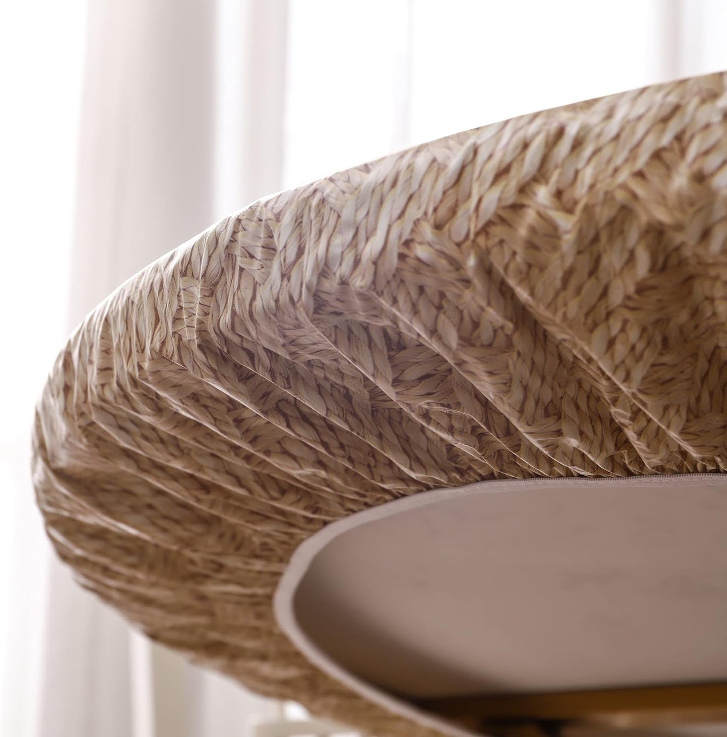 Round Vinyl Fitted Tablecloth with Flannel Backing Elastic Edge Design Table Cover Waterproof Oil-Proof PVC Table Cloth Stain-Resistant Best for 32"-36" Round