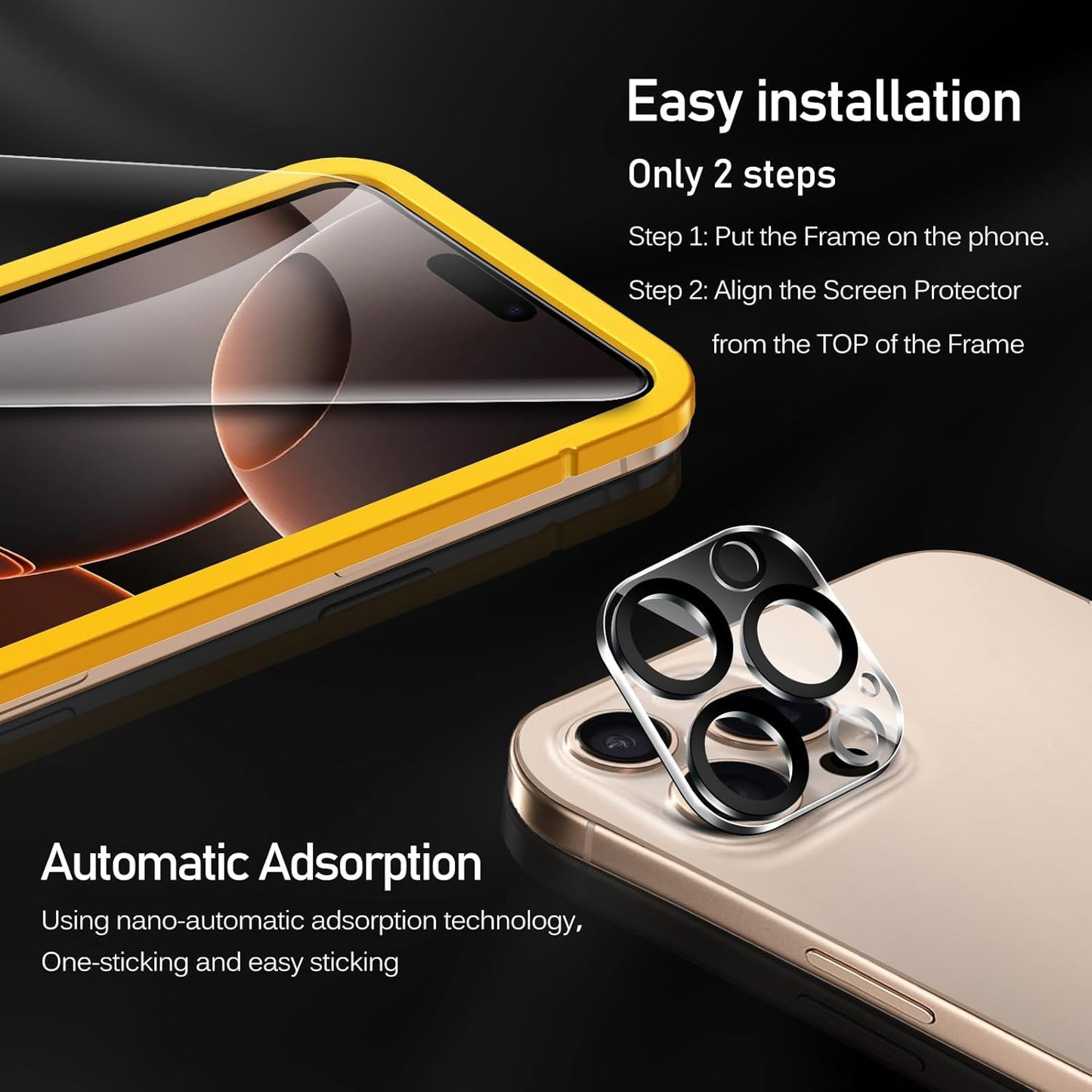 3-In-1 Clear Case for Iphone 16 Pro 6.3" 2024 Military Shockproof and 3-Pack Tempered Glass Screen Protector,3 Pack Camera Lens Protector with [Alignment Frame] Anti-Scratch Transparent