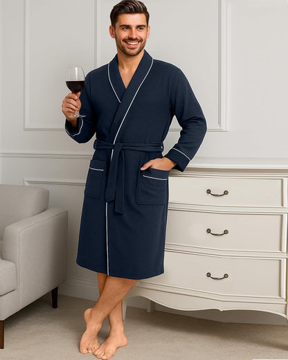 Men'S Robe Cotton Blend Knit Bathrobe