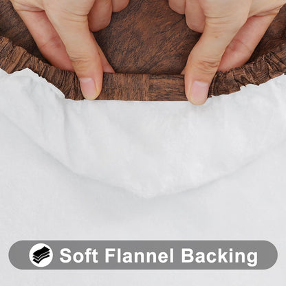 Rectangle Picnic Tablecloth, Waterproof Elastic Fitted Table Covers for 6 Foot Tables, Wipeable Flannel Backed Vinyl Tablecloths for Camping, Indoor, Outdoor (Brown, 30X72 Inches)