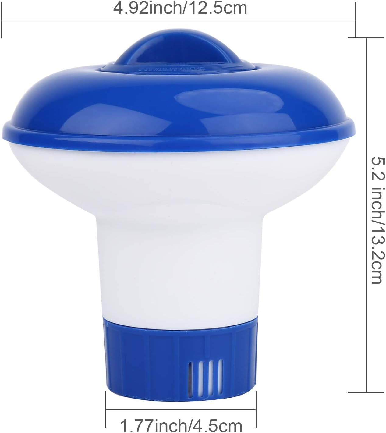 Premium Hot Tub/Spa/Pool Chlorine Floater Chlorinator/Bromine Floater, Chemical Floating Dispenser for Pools, 1.5 Inch Tablet Holder Automatic Tablets Floaters Blue with White 4.92*4.92*5.2Inch