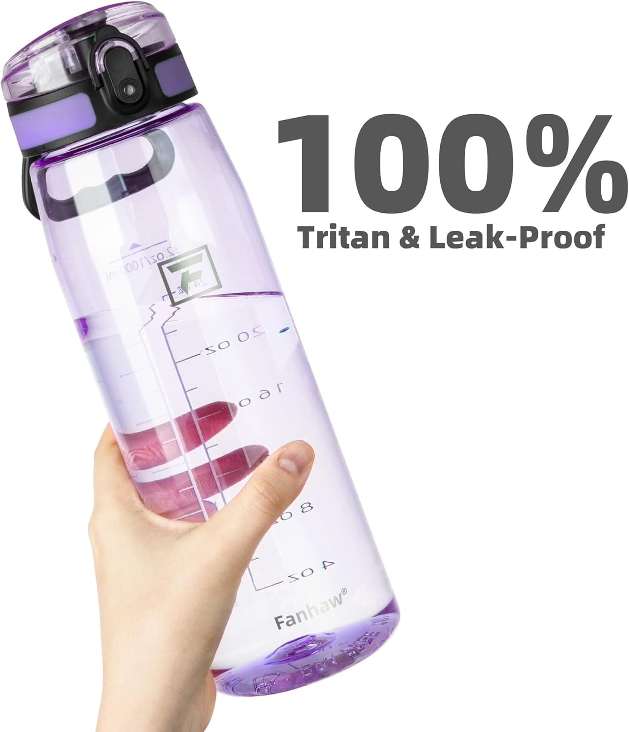 32 Oz Tritan Water Bottle with Chug Lid - Clear, Bpa-Free, Lightweight, Wide Mouth, Leak-Proof, Perfect for Gym, Travel, School, Office, and Sports (Amethyst)