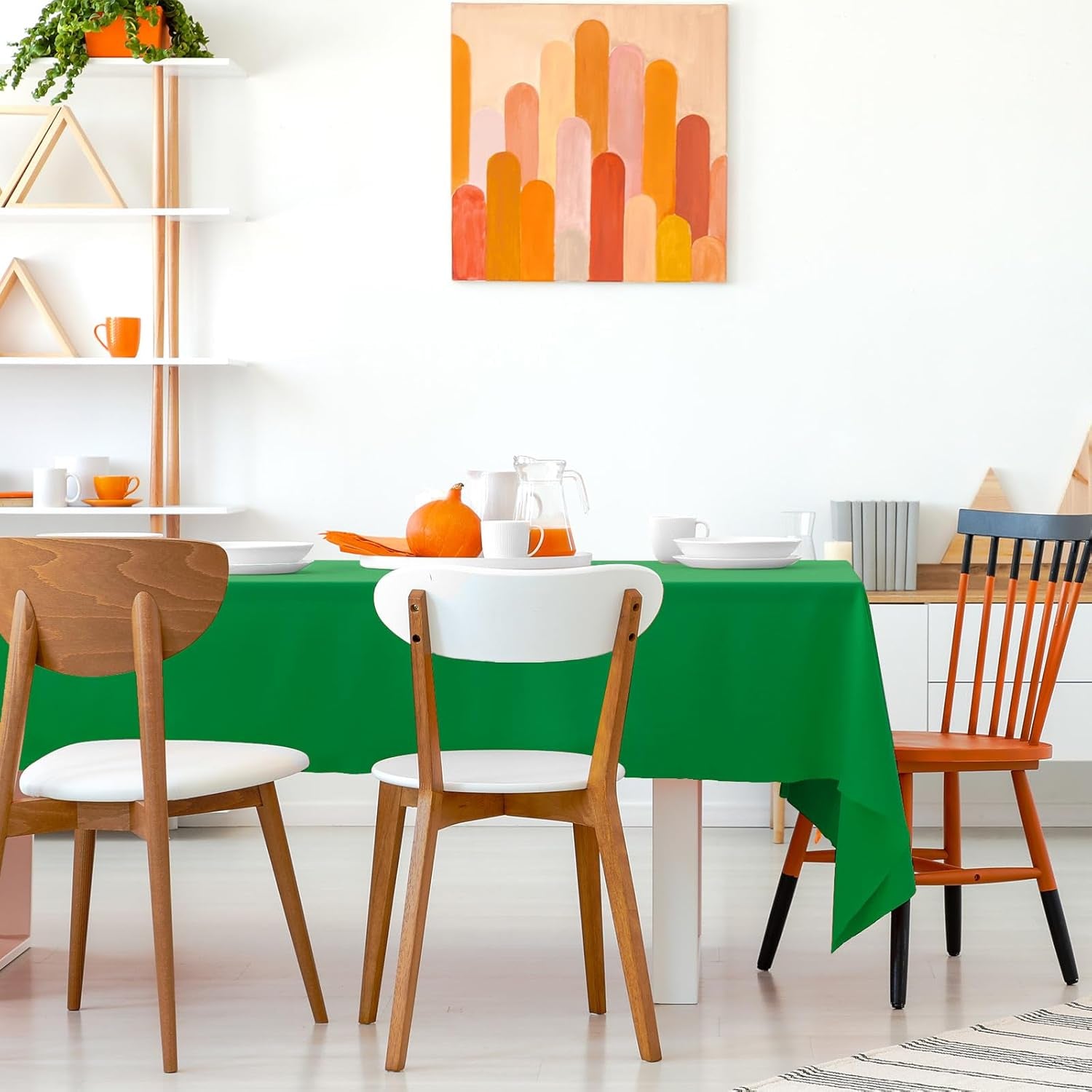 2PCS Green Plastic Tablecloths 54 X 108 Inch, Disposable Table Cloths Rectangle Party Table Covers