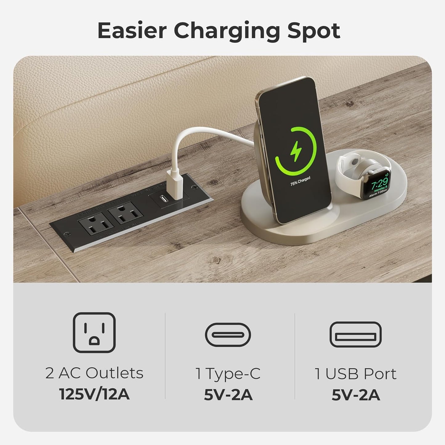 70-Inch Console Table with Integrated Outlets and USB-C Port, Extra Long X-Shaped Design for Entryway and Living Room, Metal Frame with Wooden Top in Grey Oak