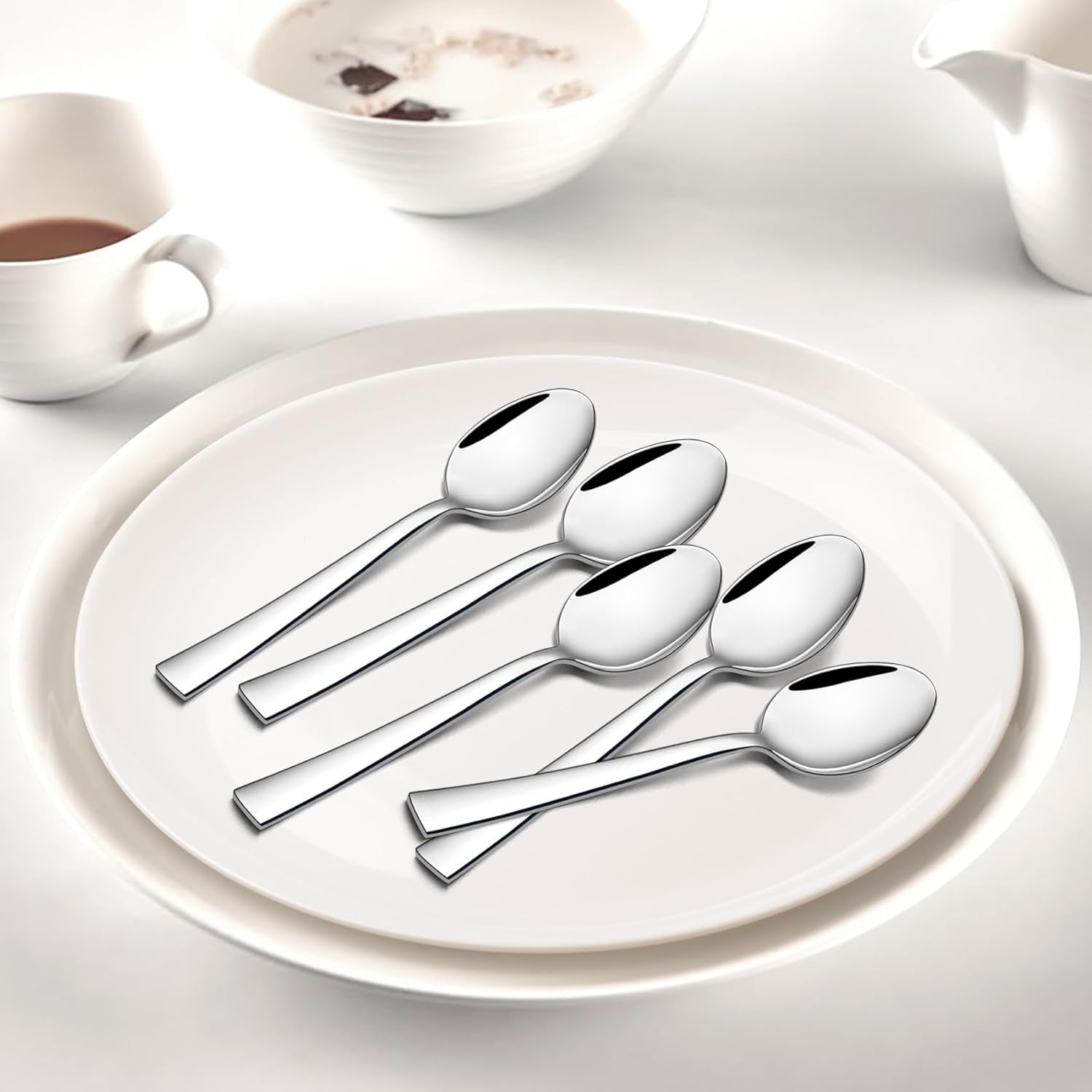 Teaspoon Set (12 Pieces), 6.7" Stainless Steel Mini Tea Spoons, Premium Stirring Silverware, Kitchen Dessert Coffee Spoon Set, Mirror Finish & Dishwasher Safe