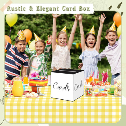 White and Black Card Box for Parties, Weddings, Birthdays, Bridal & Baby Showers, Anniversaries, Graduations & Retirements Party Decorations – Cards, Raffle, Wishes & Money Card Boxes