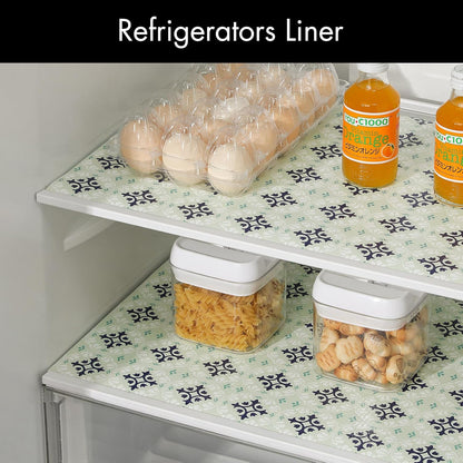 Shelf and Drawer Liners for Kitchen Cabinets, Non-Adhesive Cabinet Liners, EVA Waterproof Durable Shelf Paper for Refrigerator, Shelves, Cupboard with European Pattern, Easy to Cut