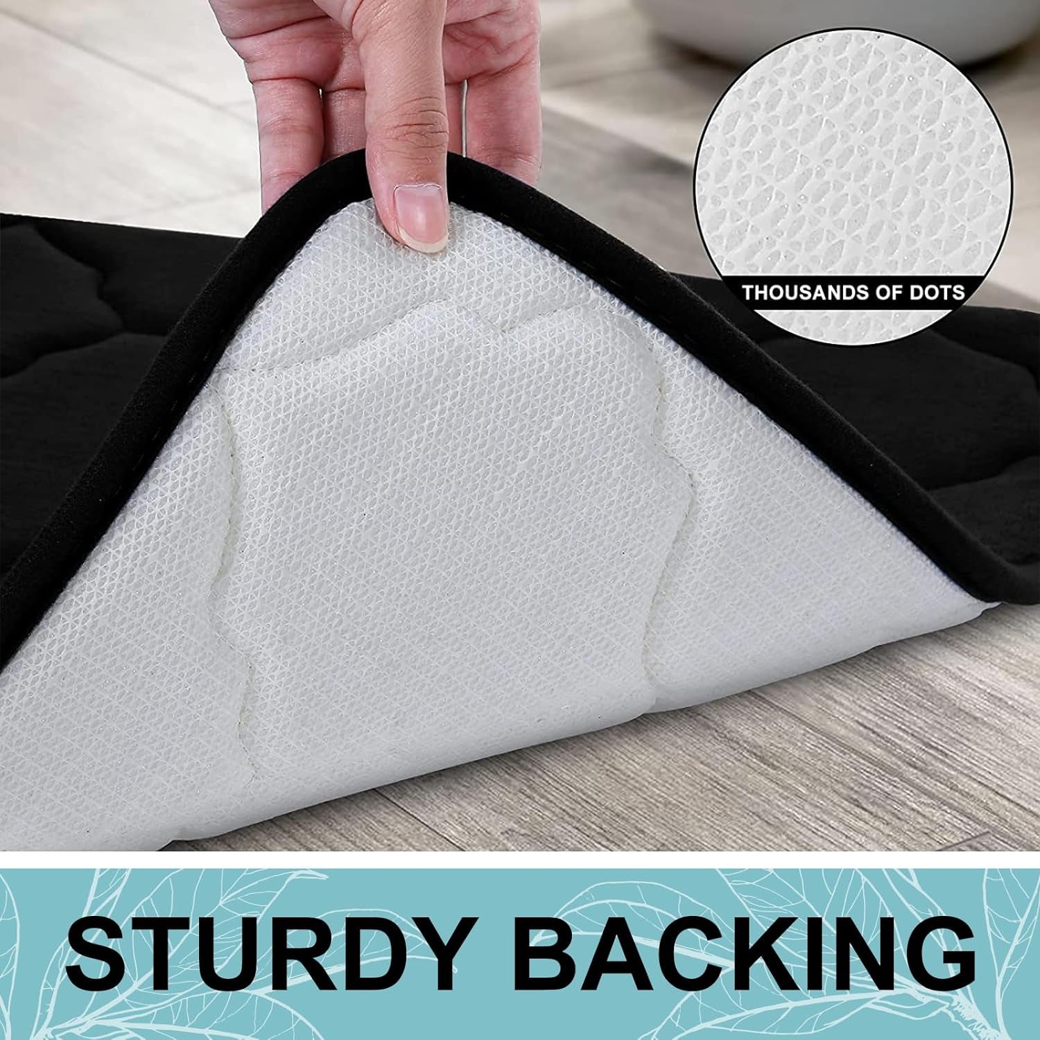 Memory Foam Bath Mat Set of 3 Piece, Bathroom Rugs and Toilet Rug U-Shaped, Ultra Soft and Absorbent, Comfortable, Non-Slip, Machine Washable, Shower and Home Decor Accessories, Black