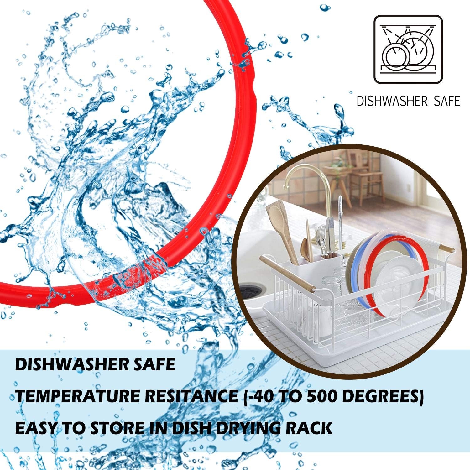 Sealing Rings for Instant Pot Accessories of 6 Qt Models - Red, Blue and Clear, Sweet and Savory Edition - 3 Pack Bpa-Free Food-Grade Replacement Silicone Seal Gaskets for Instpot 6 Quart
