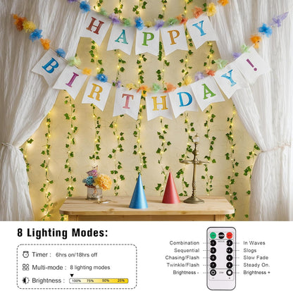 Vines Lights for Bedroom, 200 LED Vines Fairy Lights, Artificial Ivy Leaf Light for Wall Curtain Wedding Party Indoor Decor, 6.5Ft X 6.5Ft with Remote