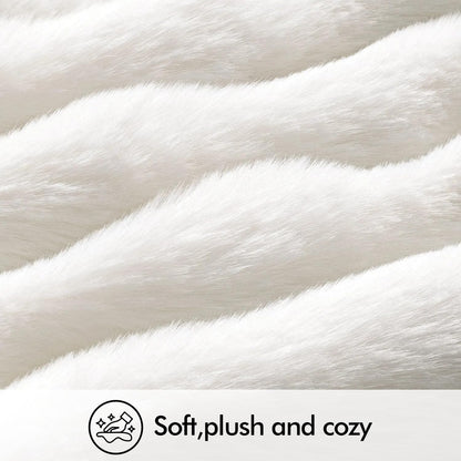 Set of 2 Luxury Faux Fur Lumbar Pillow Covers, Soft Plush Decorative Cushions for Couch, Bedroom, and Living Room, 12x20 Inch White