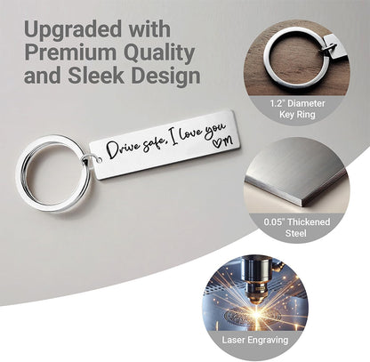 Drive Safe I Love You with Initial Customizable Laser Engraving Key Chain Gift for Him Valentine Wedding Personalized Gifts